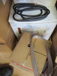 LOT TO INCLUDE: (2) CABLES, ELECTRICAL TYPE, 120VAC RATING. ICI CUTTER REPLACEMENT TOOL, (2) CABLES, ELECTRICAL TYPE, 14 AWG SIZE, 600 V, 125 C RATING, SILICONE RUBBER INSULATING MATERIAL, 9 CONDUCTOR, SHIELDED KIND, (6) PIGTAILS, ELECTRICAL TYPE, COLLECTOR SHOE KIND, 8 FT LG SIZE. FOR UNIT 2/3 GANTRY CRANE, (1) CONDUIT, 1/2" DIA SIZE, LIQUID TIGHT FLEXIBLE KIND, GALV STL MATERIAL. TYPE TYPE EF, GRAY PCV COVERING 100' ROLLS. LOADING & HANDLING FEE $15-4089
